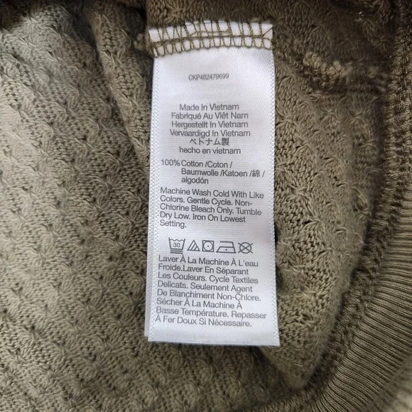 Madewell Short Sleeve Polo‎ Top Women's Medium Olive Green Textured Knit - Picture 5 of 9